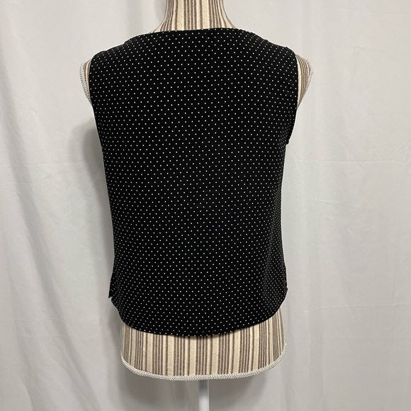 black sleeveless white polka dots blouse small - Picture 5 of 6